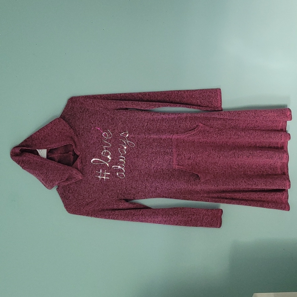 Pink Yarrow '#Love Always' Hooded Fit & Flare Dress - Girls